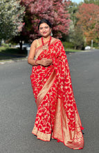 Load image into Gallery viewer, Red Georgette Saree