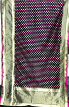 Load image into Gallery viewer, Black and Pink Banaras Silk Saree with Stitched Blouse