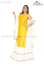 Load image into Gallery viewer, Yellow and white combo Lehenga Set by Architha