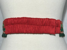 Load image into Gallery viewer, Red & Green Color Maggam Work Raw Silk Waist Belt