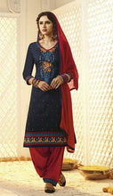 Load image into Gallery viewer, Navy Blue Kurta With Red Patiala Salwar Set