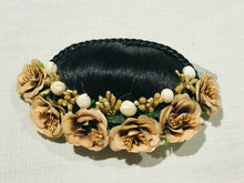 Load image into Gallery viewer, Gold Flowers Hair Bun