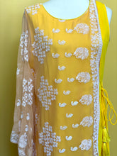 Load image into Gallery viewer, Yellow and White Georgette chikankari Kurti for Women