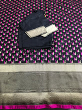 Load image into Gallery viewer, Black and Pink Banaras Silk Saree with Stitched Blouse