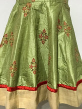 Load image into Gallery viewer, Little Kids Green & Peach Lehanga Set