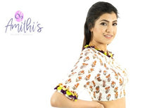 Load image into Gallery viewer, White Kalamkari Work Blouse With Elbow Sleeve