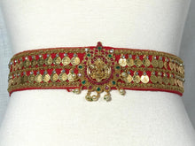 Load image into Gallery viewer, Red Color Kasu Work Raw Silk Waist Belt