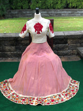 Load image into Gallery viewer, Blush pink Lehenga with cream embroidery work blouse