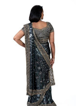 Load image into Gallery viewer, Grey Silk Hand Embroidered Stone Saree