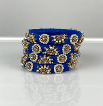 Load image into Gallery viewer, Blue color Thin Raw Silk Bangles Set of 4