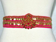 Load image into Gallery viewer, Pink Color Kasu Work Raw Silk Waist Belt