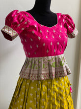 Load image into Gallery viewer, Pink and Lime green color kids traditional Lehanga set