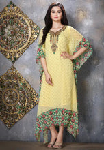 Load image into Gallery viewer, Yellow & Green Combo Embroidery Work Kaftan