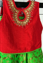 Load image into Gallery viewer, Little Kids Green & Red Lehanga Set 3Y Size
