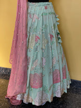 Load image into Gallery viewer, Light green sequence Georgette lehanga set with Duppatta