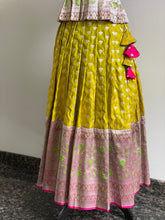 Load image into Gallery viewer, Pink and Lime green color kids traditional Lehanga set
