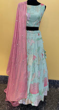 Load image into Gallery viewer, Light green sequence Georgette lehanga set with Duppatta