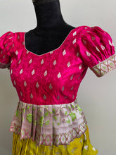 Load image into Gallery viewer, Pink and Lime green color kids traditional Lehanga set