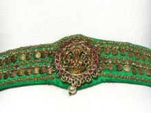 Load image into Gallery viewer, Green Color Kasu Work Raw Silk Waist Belt