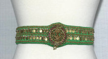 Load image into Gallery viewer, Green Color Kasu Work Raw Silk Waist Belt