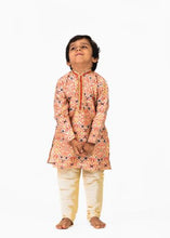 Load image into Gallery viewer, Boys Peach Color printed Kurta Set