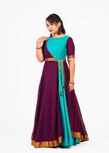 Load image into Gallery viewer, Sea Green & Burgundy Color Jacket Style Long Dress