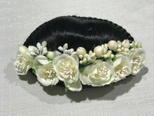 Load image into Gallery viewer, White Rose Flowers Hair Bun
