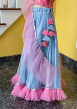 Load image into Gallery viewer, Pink and Gray Crop Top Lehenga Set