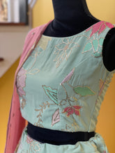 Load image into Gallery viewer, Light green sequence Georgette lehanga set with Duppatta