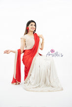 Load image into Gallery viewer, Red Color Pearl Work Ready To Wear saree