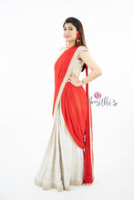 Load image into Gallery viewer, Red Color Pearl Work Ready To Wear saree