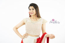 Load image into Gallery viewer, Red Color Pearl Work Ready To Wear saree