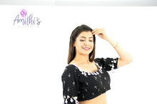 Load image into Gallery viewer, Black Ikkat Cotton Blouse With Tassel Work