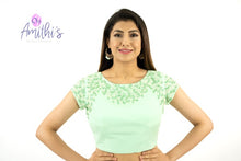 Load image into Gallery viewer, Mint Green Short Sleeve Pearl Work Blouse