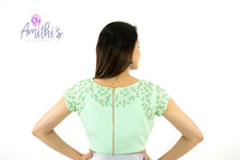 Load image into Gallery viewer, Mint Green Short Sleeve Pearl Work Blouse