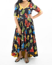 Load image into Gallery viewer, Black Kalamkari Cotton Long Frock