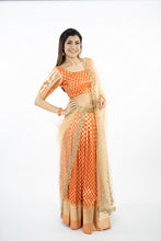 Load image into Gallery viewer, Orange Color Pure Banaras Silk Traditional Lehenga Set