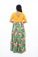 Load image into Gallery viewer, Mustard Yellow & Green Embroidery Floral Long Frock