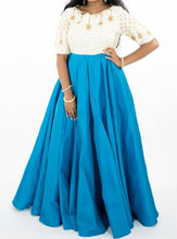 Load image into Gallery viewer, Blue & Cream Color Long Dress With Zardozi Work On Sleeves And Neck