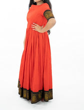 Load image into Gallery viewer, Red Cotton Long Frock With Black Zari Border