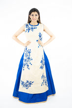 Load image into Gallery viewer, Royal Blue Lehenga With Cream Embroidery Art Silk Kurti Set