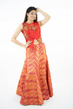 Load image into Gallery viewer, Orange Color Semi Banaras Silk Lehenga Set