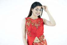 Load image into Gallery viewer, Orange Color Semi Banaras Silk Lehenga Set