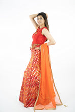 Load image into Gallery viewer, Orange Color Semi Banaras Silk Lehenga Set