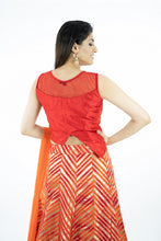 Load image into Gallery viewer, Orange Color Semi Banaras Silk Lehenga Set