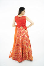 Load image into Gallery viewer, Orange Color Semi Banaras Silk Lehenga Set