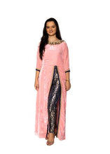 Load image into Gallery viewer, Pink Velvet Kurta with Floral Embroidered Slim Pants