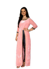 Load image into Gallery viewer, Pink Velvet Kurta with Floral Embroidered Slim Pants