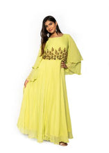 Load image into Gallery viewer, Elegant Lemon Yellow Georgette Dress