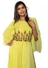 Load image into Gallery viewer, Elegant Lemon Yellow Georgette Dress